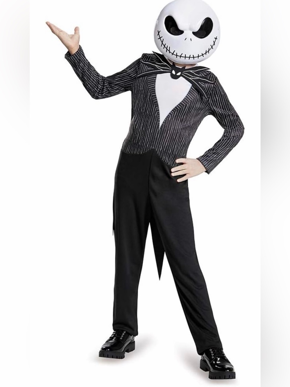 Spirit Jack Skellington Costume 3/4T Jumpsuit, Mask & glove Halloween unisex